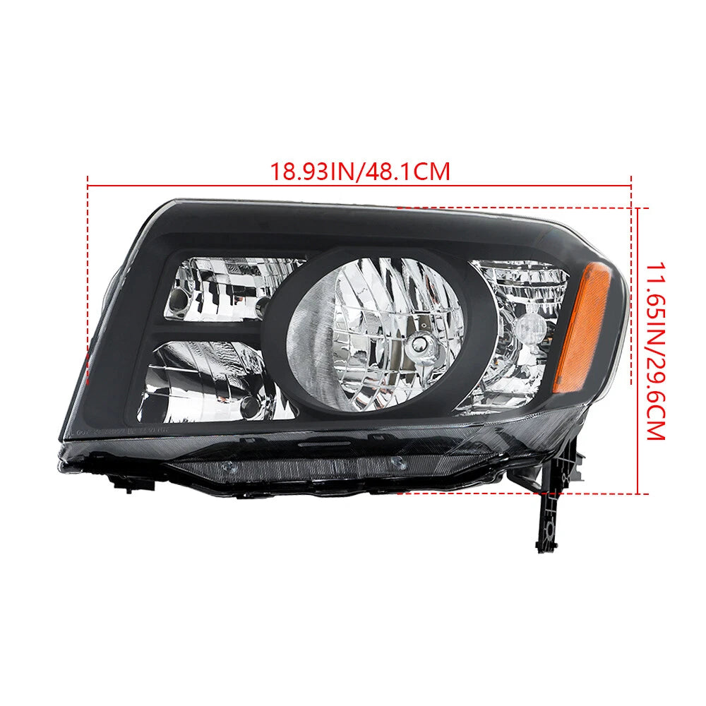 Pair Black Headlights for Honda Pilot (2009–2011)