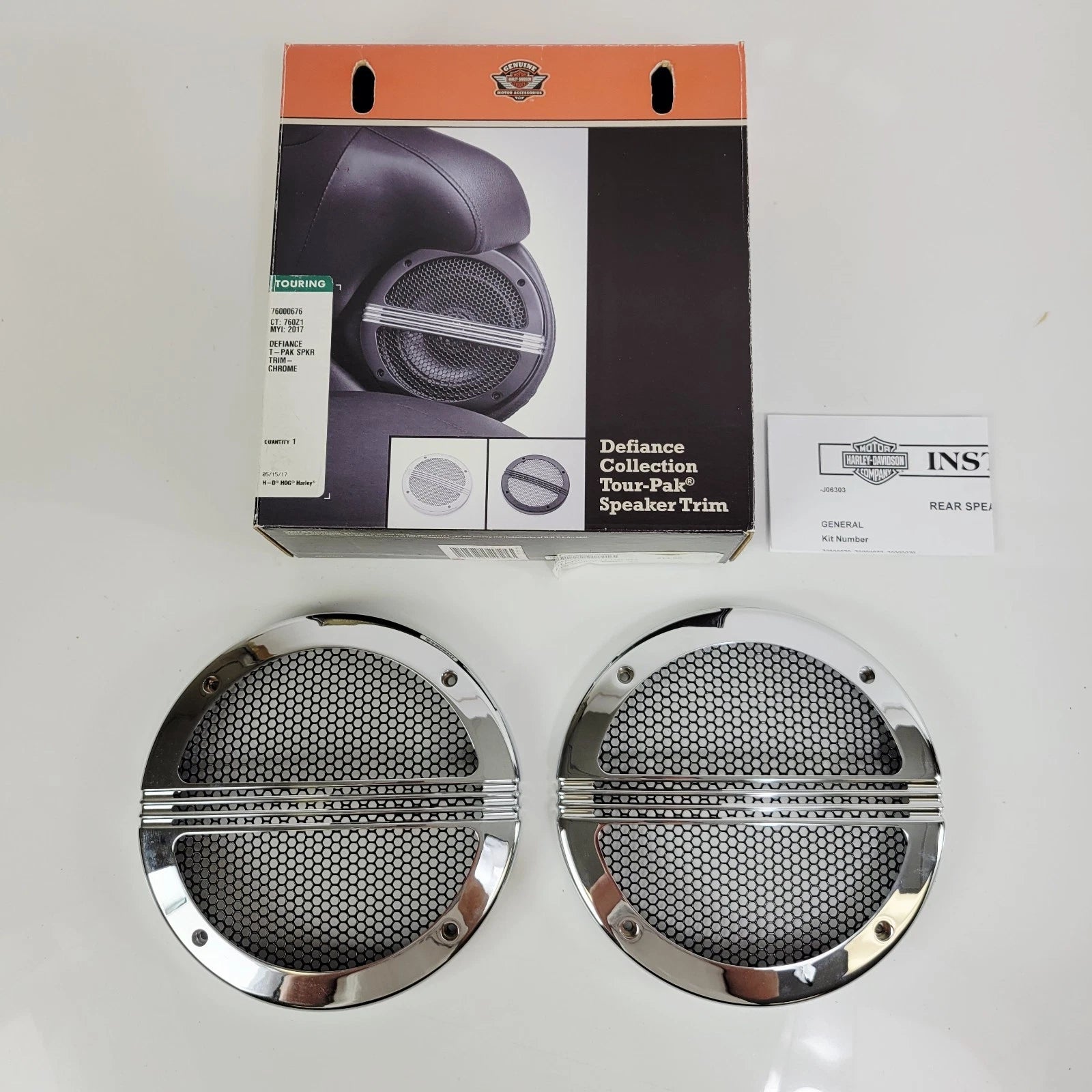 Chrome Defiance T-Pak Speaker Trim for Harley-Davidson Electra Glide (2014–2023)