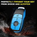 2Pcs TPU Leather 3-Button Keyless Entry Key Shell for Mercedes (2000-2025)