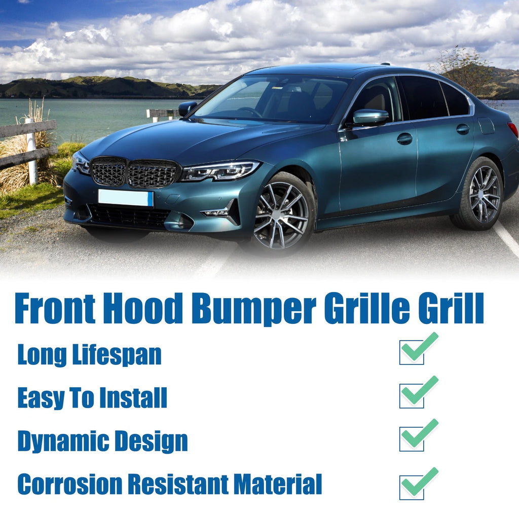 1 Pair Front Hood Bumper Grille Grill for BMW X3 F25 (2014–2017) Diamond Star