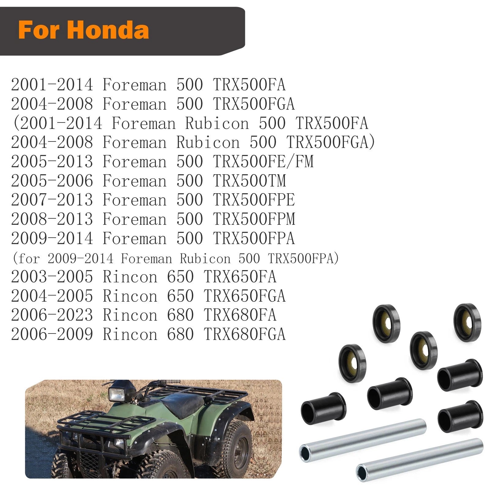 Front Upper A Arm Bushing Kit for Honda Foreman 500 TRX500FE/FM/TM (2005–2016)