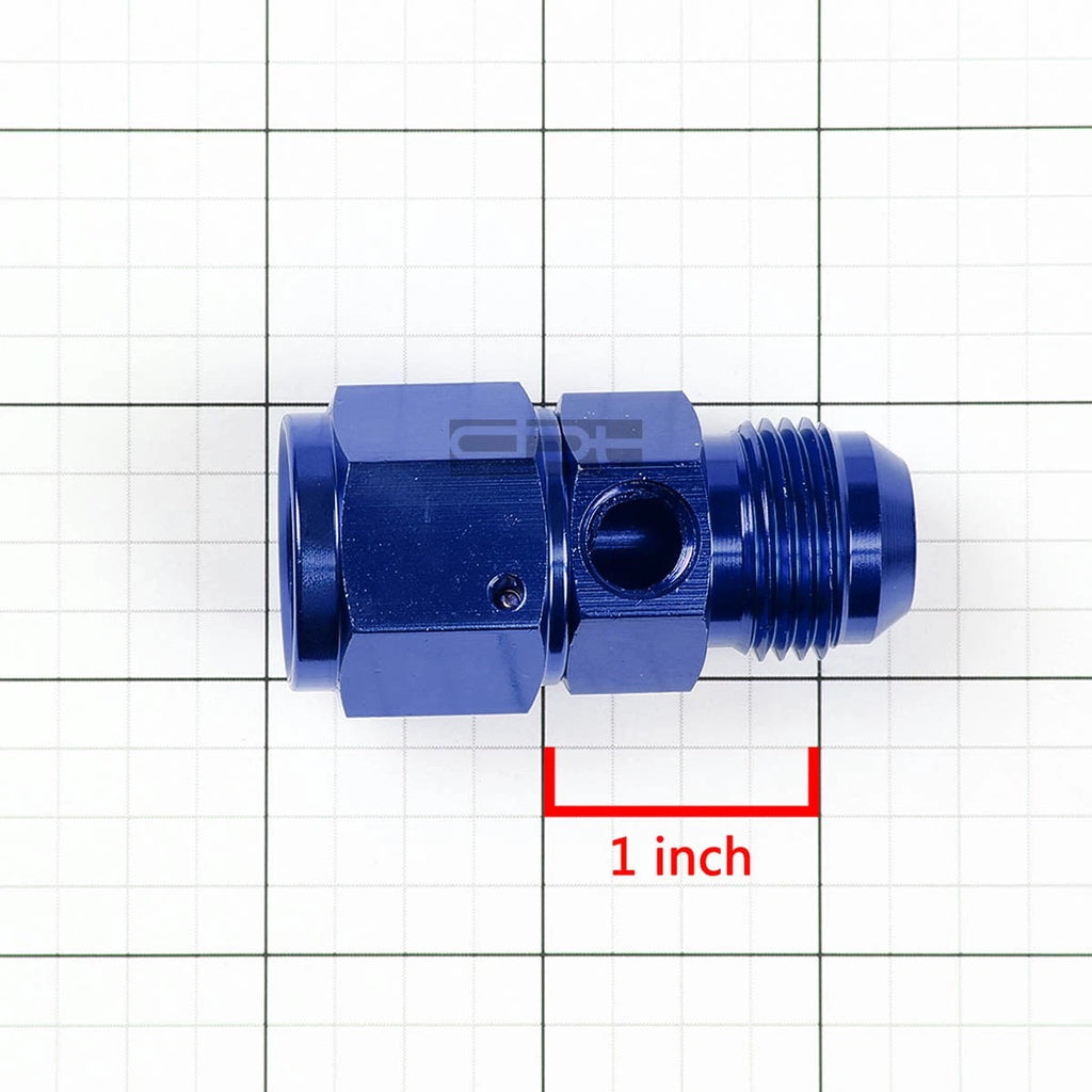 10AN Male-Female Union Fitting Adapter for AN10 (1/8" NPT Port) - Blue Aluminum Anodized