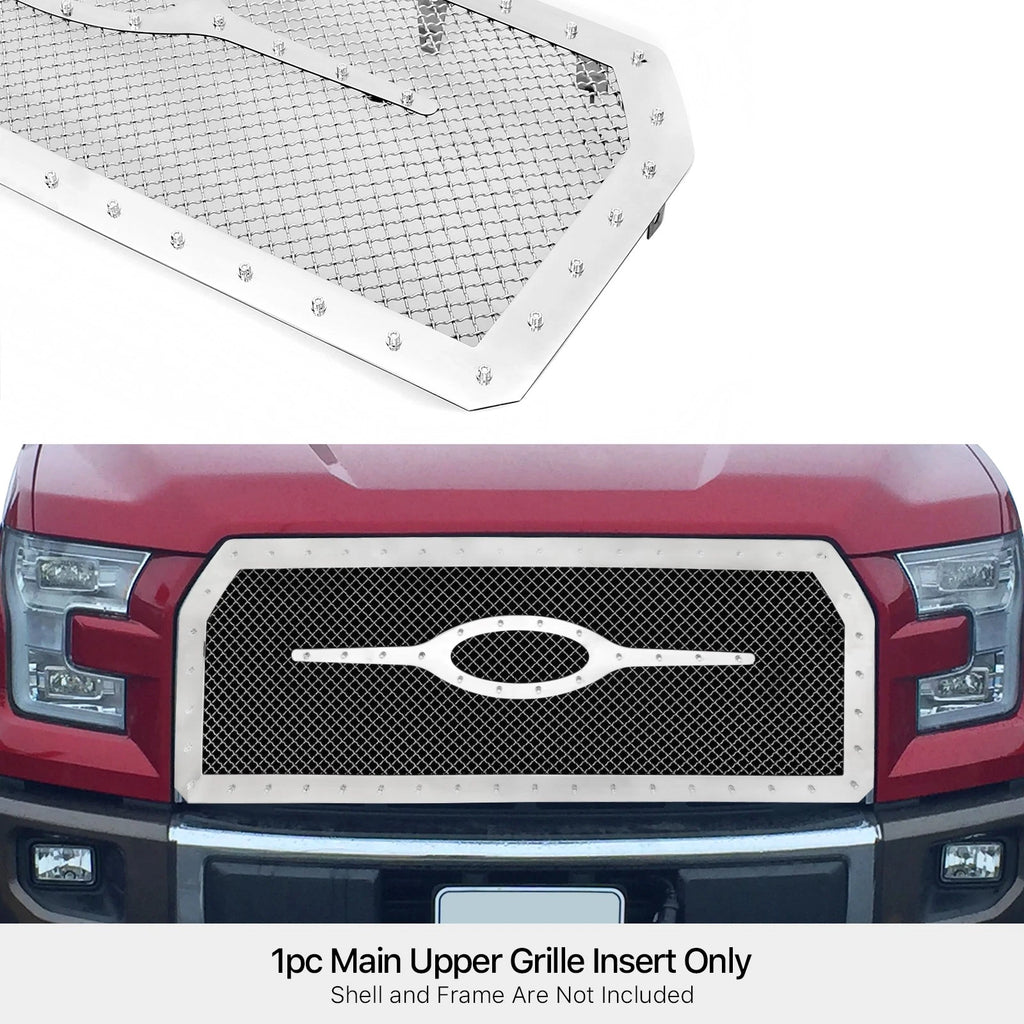 Stainless Chrome Mesh Grille Insert for Ford F-150 (2015-2017)