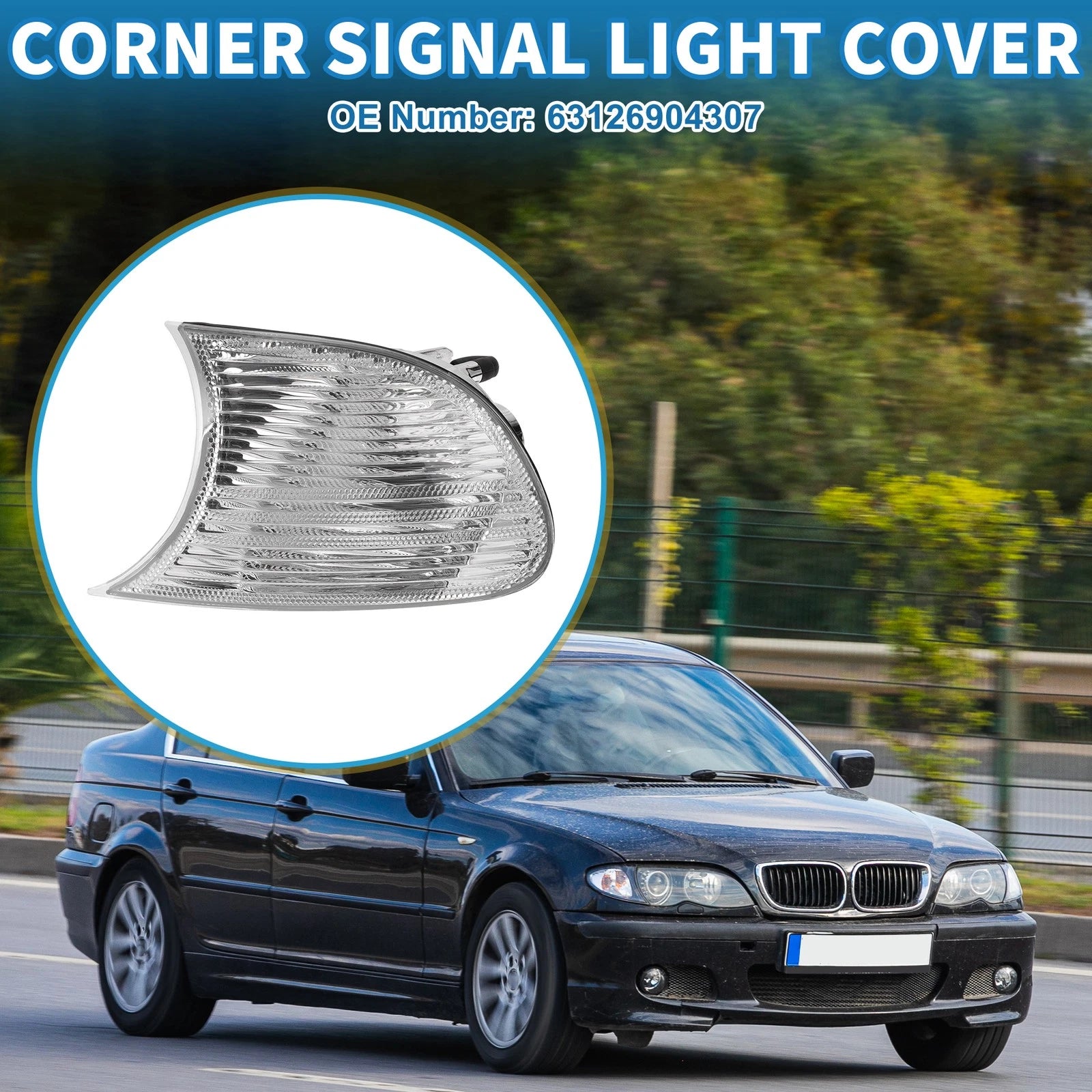 1Pc Left Corner Signal Light Cover for BMW 3 Series E36 (2000–2001) No. 63126904307