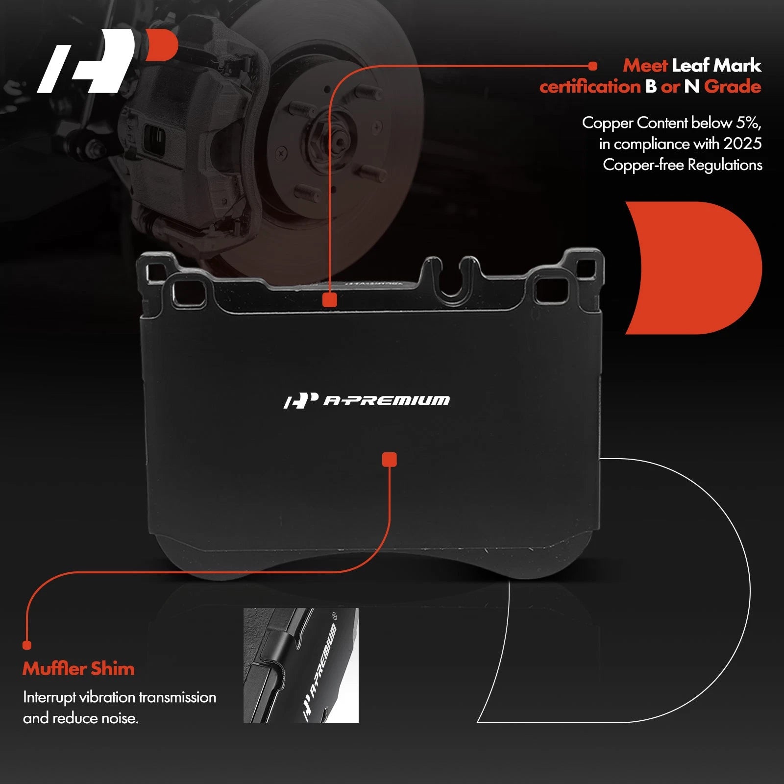 Set of 4 Front Ceramic Brake Pads for Mercedes-Benz E53 AMG (2019–2021)