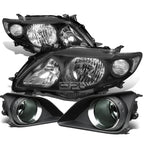 Black Housing Headlight Set + Clear Corner + Smoked Fog Lamps for Toyota Corolla (2009–2010)