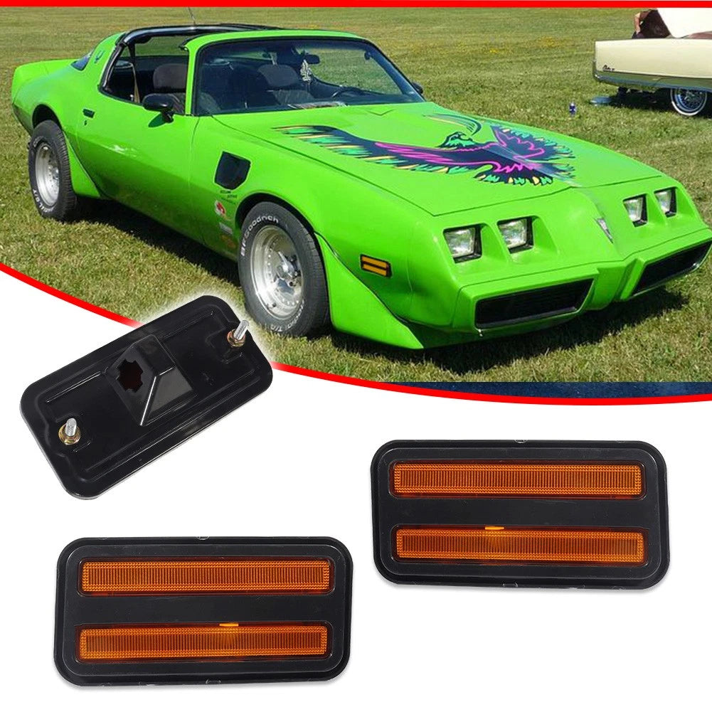 Set of 2 Front Amber Side Marker Lights for Pontiac Firebird (1970–1981)