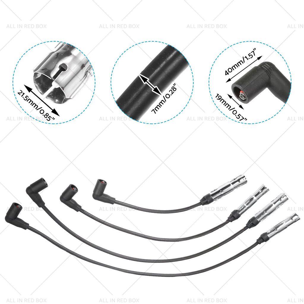 Set of 4 Ignition Spark Plug Wires for VW Beetle Golf Jetta (1998–2015)
