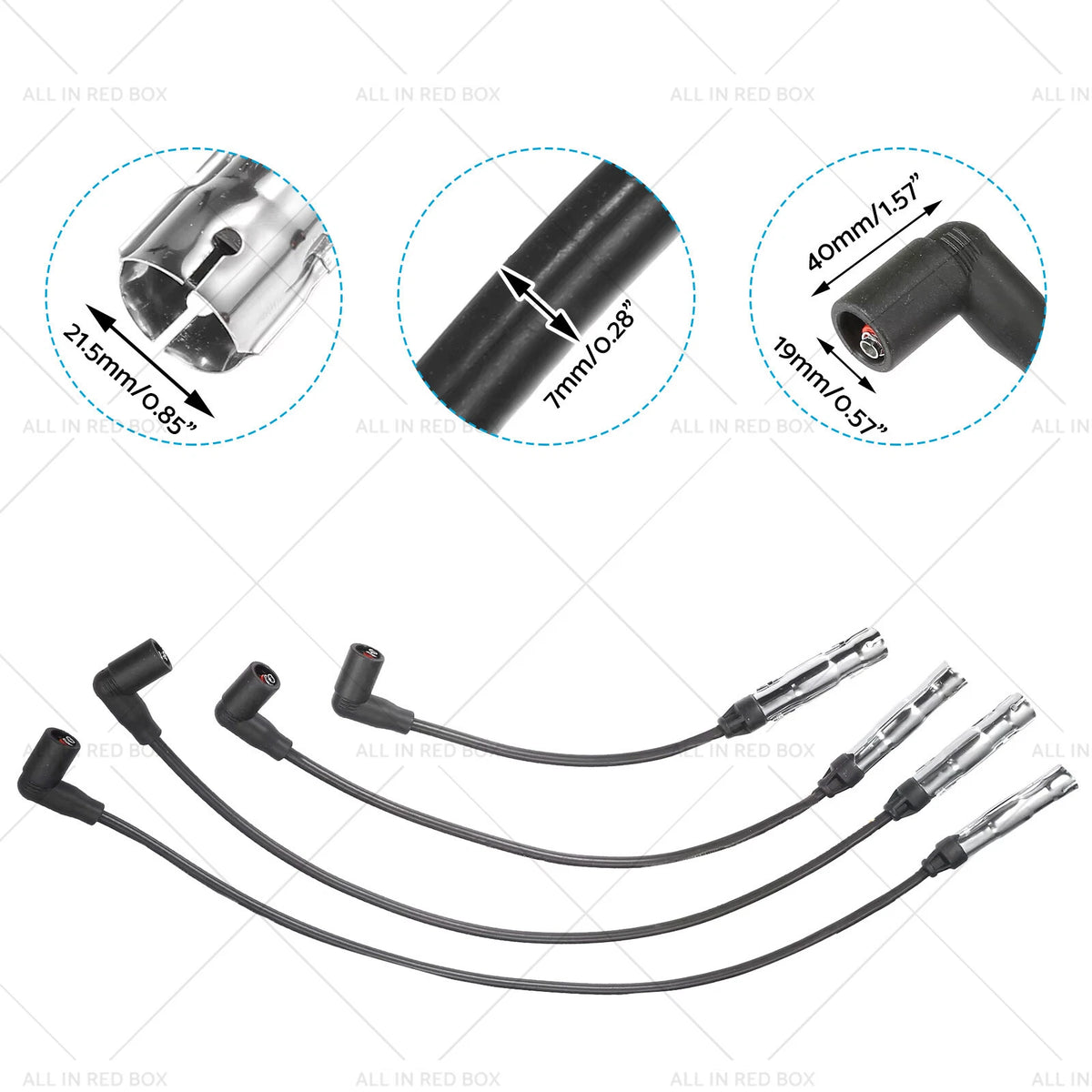 Set of 4 Ignition Spark Plug Wires for VW Beetle Golf Jetta (1998–2015)