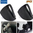 2X Black JDM Genuine Leather Bucket Seat Belt Guide Holder for Universal Models