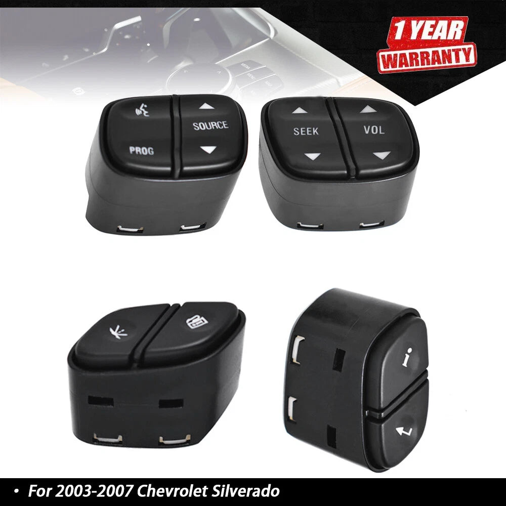 Set of 4 Steering Wheel Switch Control Buttons for Chevy Silverado (2003â2007)