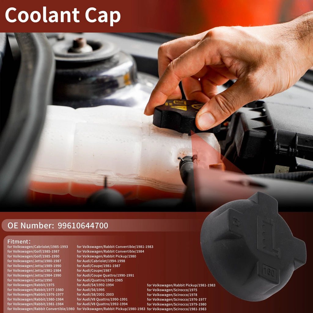 Coolant Cap for Volkswagen Cabriolet (1985–1993) No. 99610644700 Black