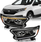 Set of 2 Halogen Headlights for Honda CR-V (2017–2022) Black Left+Right