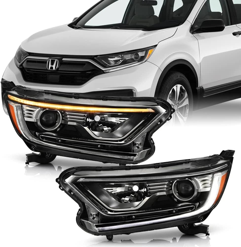 Set of 2 Halogen Headlights for Honda CR-V (2017–2022) Black Left+Right