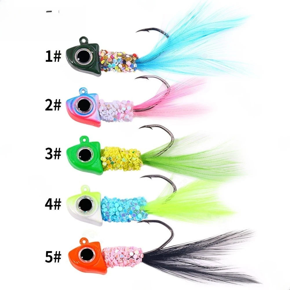Weighted Feather Jig Lures for Boat Fishing (2.2cm, 2.6cm, 3cm)