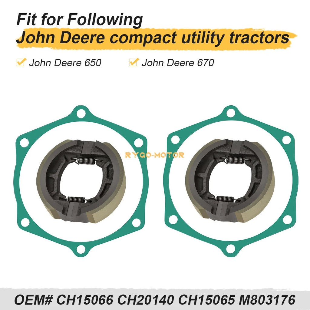 Set of 4 Brake Shoes with Springs Gaskets for John Deere 650 670