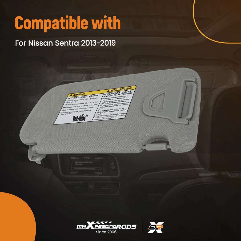 Gray Sun Visor for Nissan Sentra (2013–2019) 964013SG8A Plastic