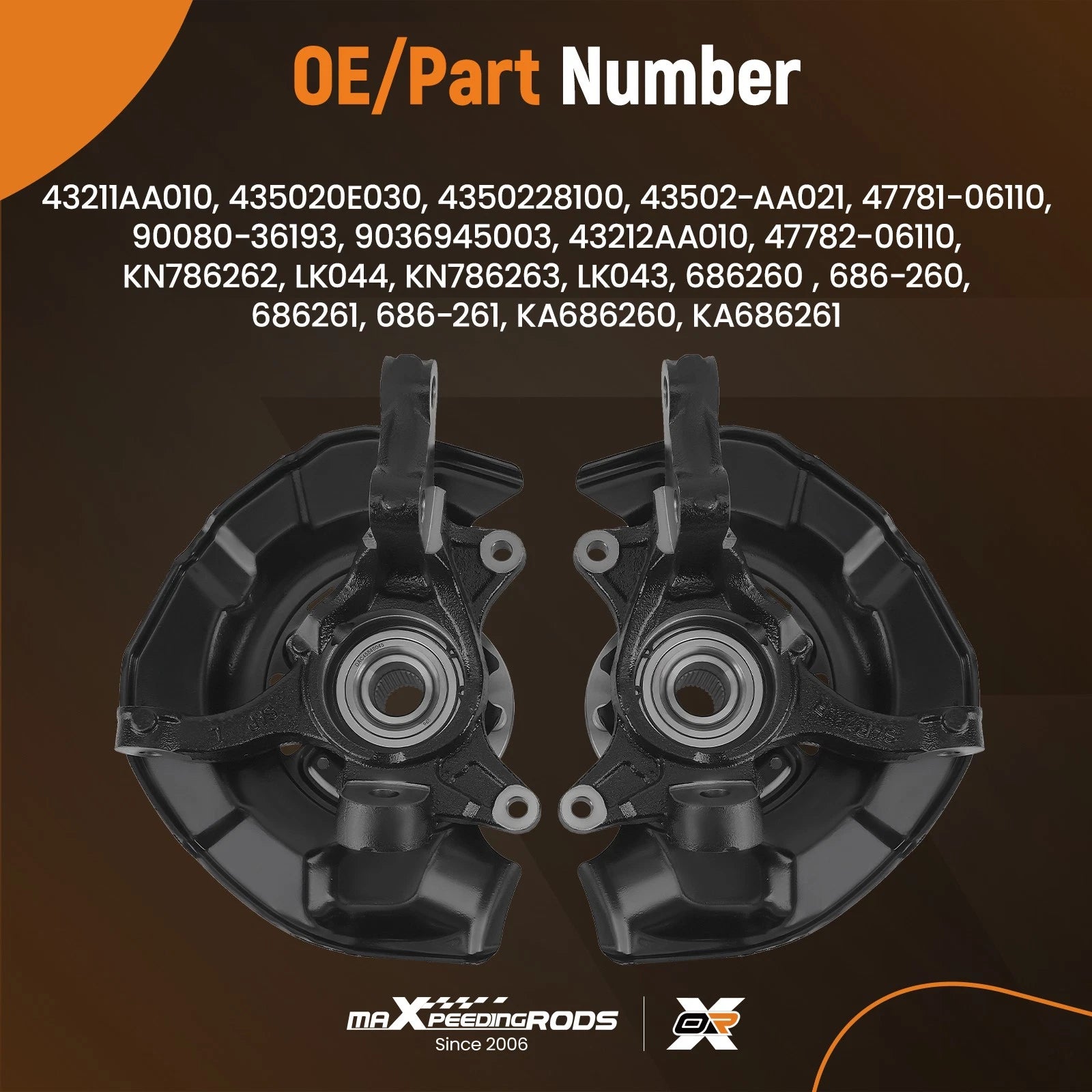 Set of 2 Front Steering Knuckles and Wheel Hub Bearings for Toyota Camry