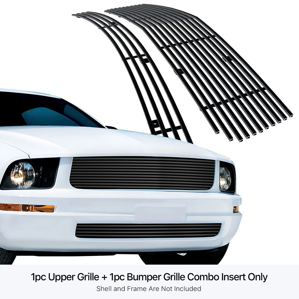 Black Billet Grille Combo for Ford Mustang V6 (2005-2009)