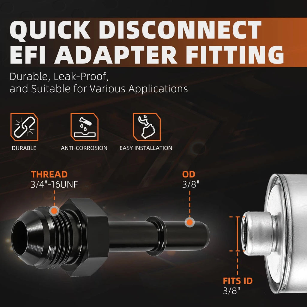 8AN Male to 3/8" Quick Disconnect EFI Fuel Line Adapter Fitting 1500PSI