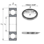 Deep Groove Ball Bearing 90x115x13mm for Various Models (6818)