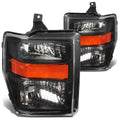 Black Amber Signal Head + Bumper + Smoke LED Fog Light Kit for Ford Super Duty (2009–2010)