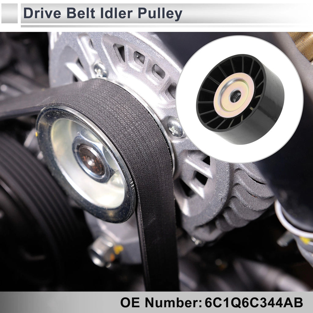 Drive Belt Idler Pulley for Ford Transit (2006–2014) No. 6C1Q6C344AB Black