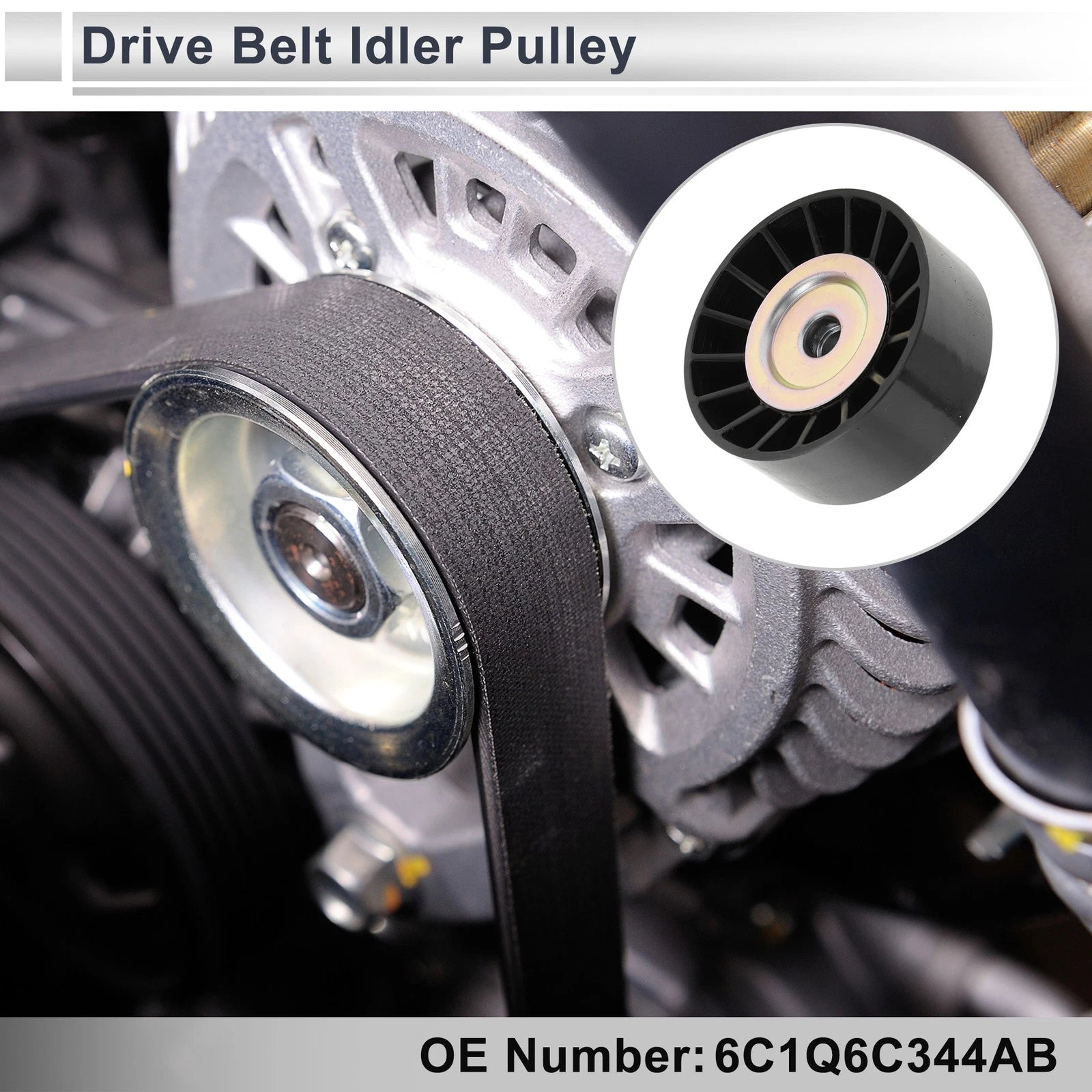 Drive Belt Idler Pulley for Ford Transit (2006–2014) No. 6C1Q6C344AB Black