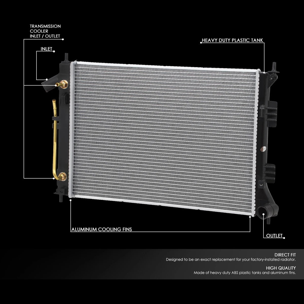 Aluminum Radiator for Elantra Forte Soul 1.8L 2.0L (2011–2014) DPI 13333