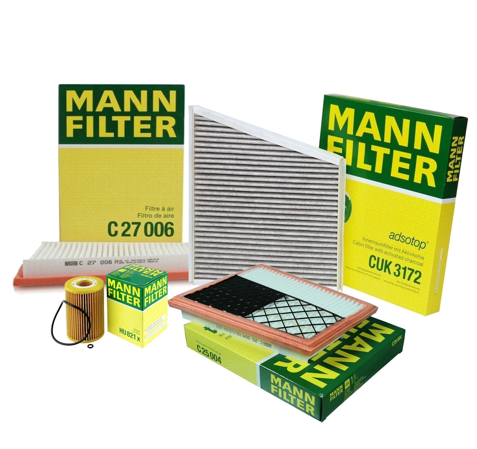 2X Mann Oil Carbon Cabin Air Filter Service Kit for MB W211 E320 (2003–2009)