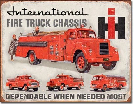 Vintage Replica Tin Metal Sign for International Fire Truck Chassis (1680)