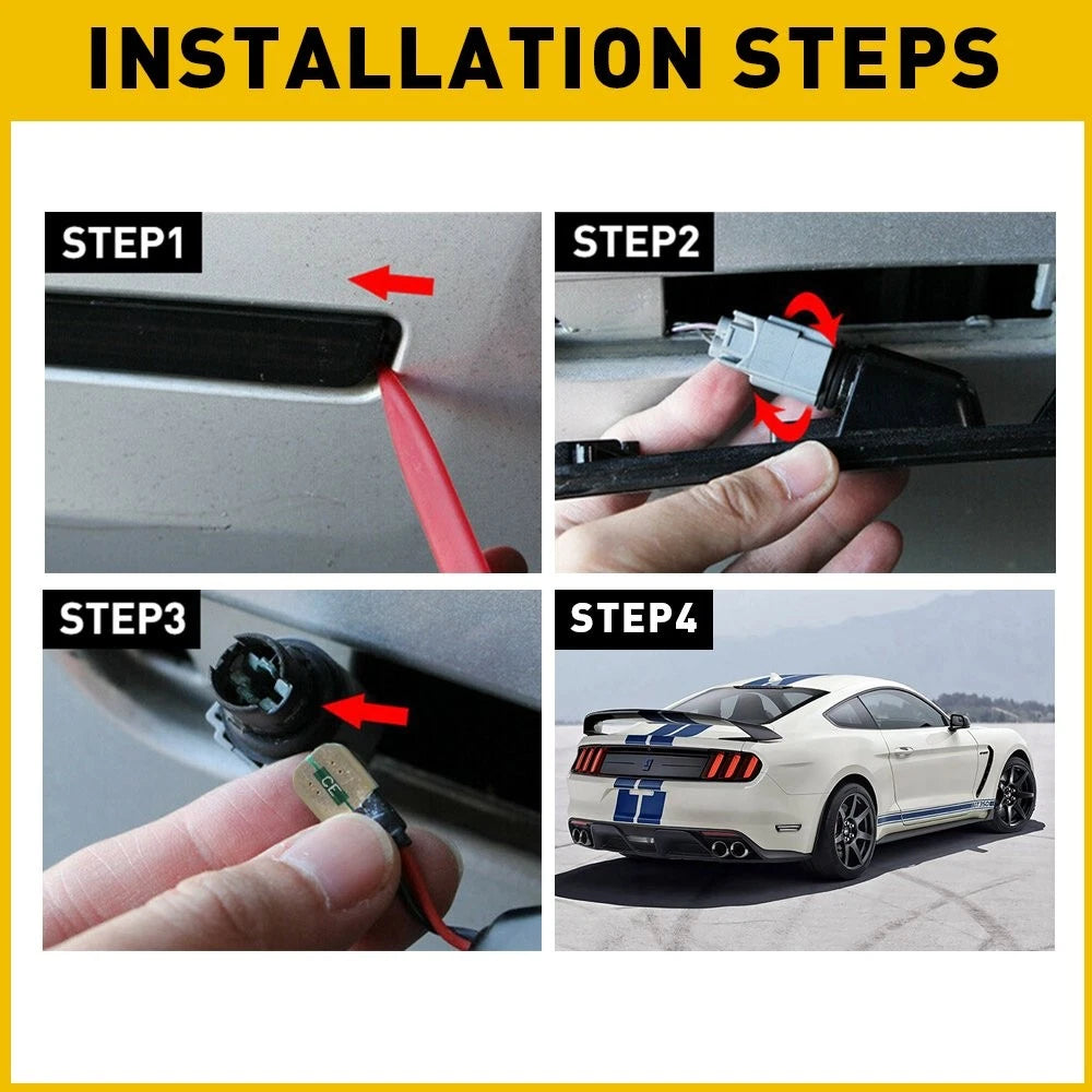 2X White LED Rear Marker Side Lights for Ford Mustang (2015–2022)