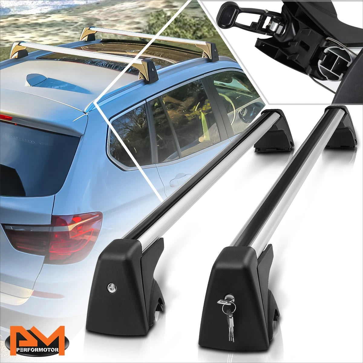 Aluminum Roof Rack Cross Bars for BMW X1 (2009–2015) OE Style w/Lock