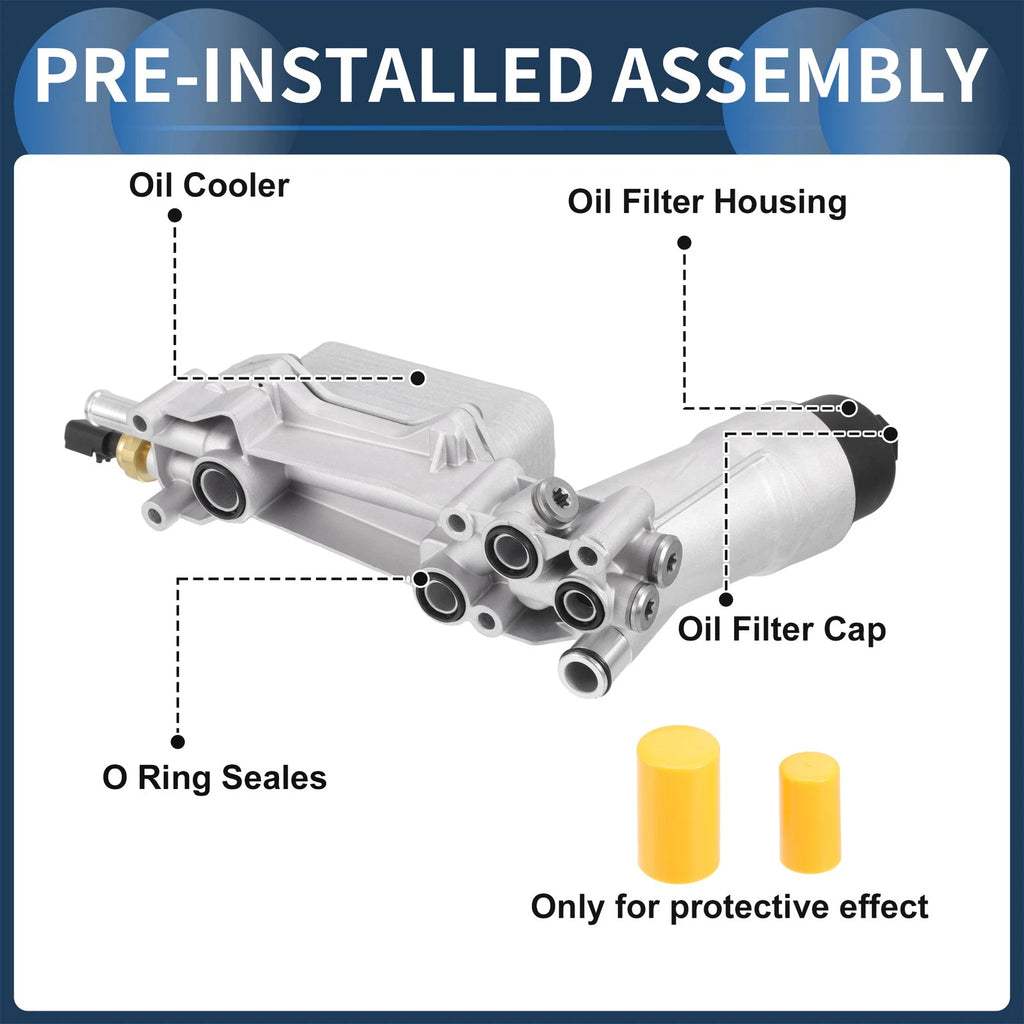 Engine Oil Cooler Filter Housing Set with Gaskets for Chrysler 200 (2011–2014) No. 68105583AF