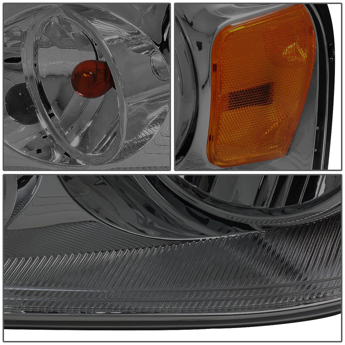 Pair of Smoked Housing Amber Side Headlights for Ford F150 (2004–2008)
