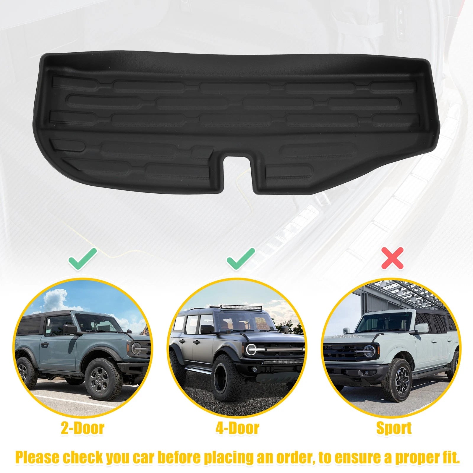 Trunk Cargo Liner for Ford Bronco (2021–2022) Black Rubber Boot Liner
