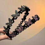 Flocking Rhinestone Headband with Butterfly Design for Women