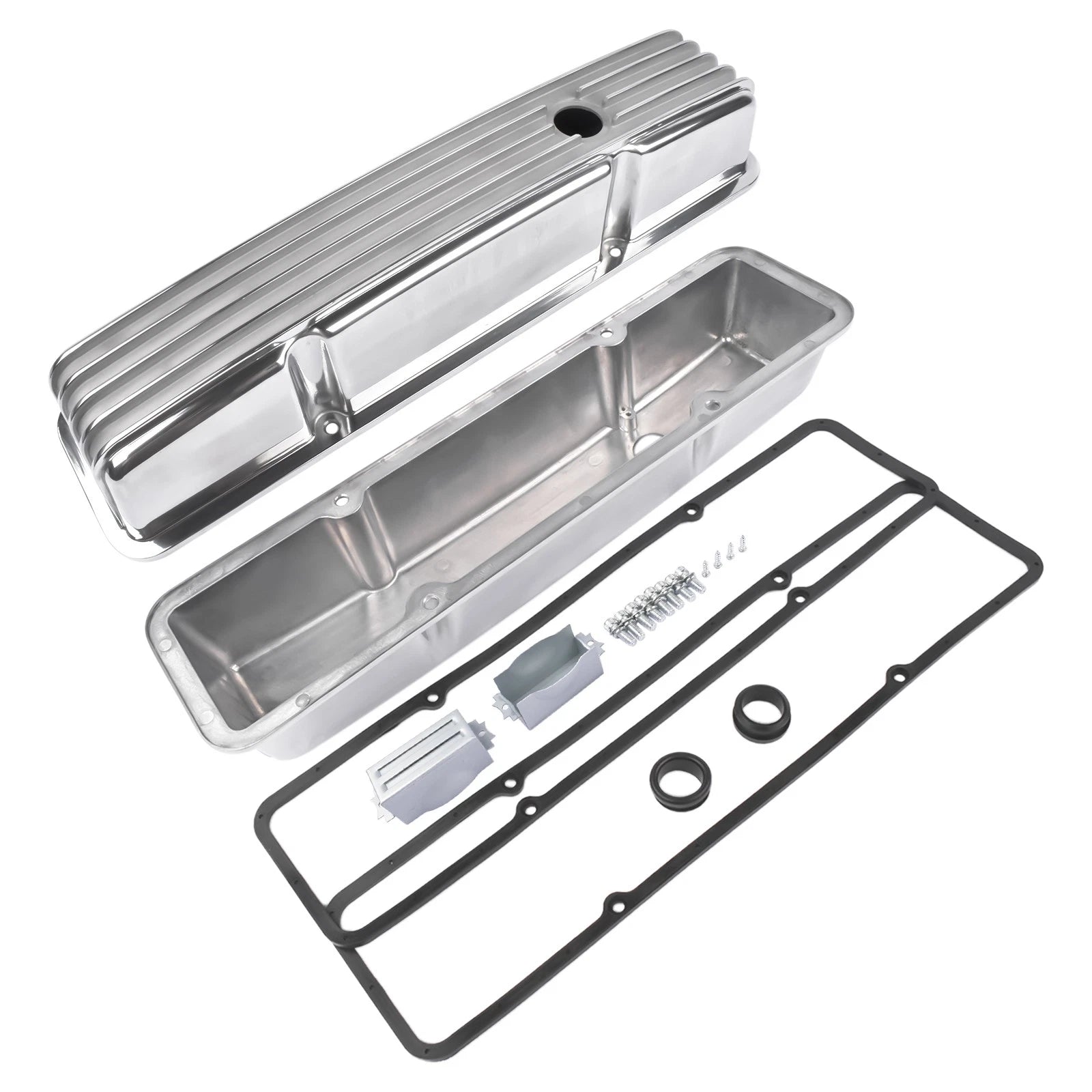 Finned Aluminum Tall Valve Covers for Chevrolet Small Block (283–400)