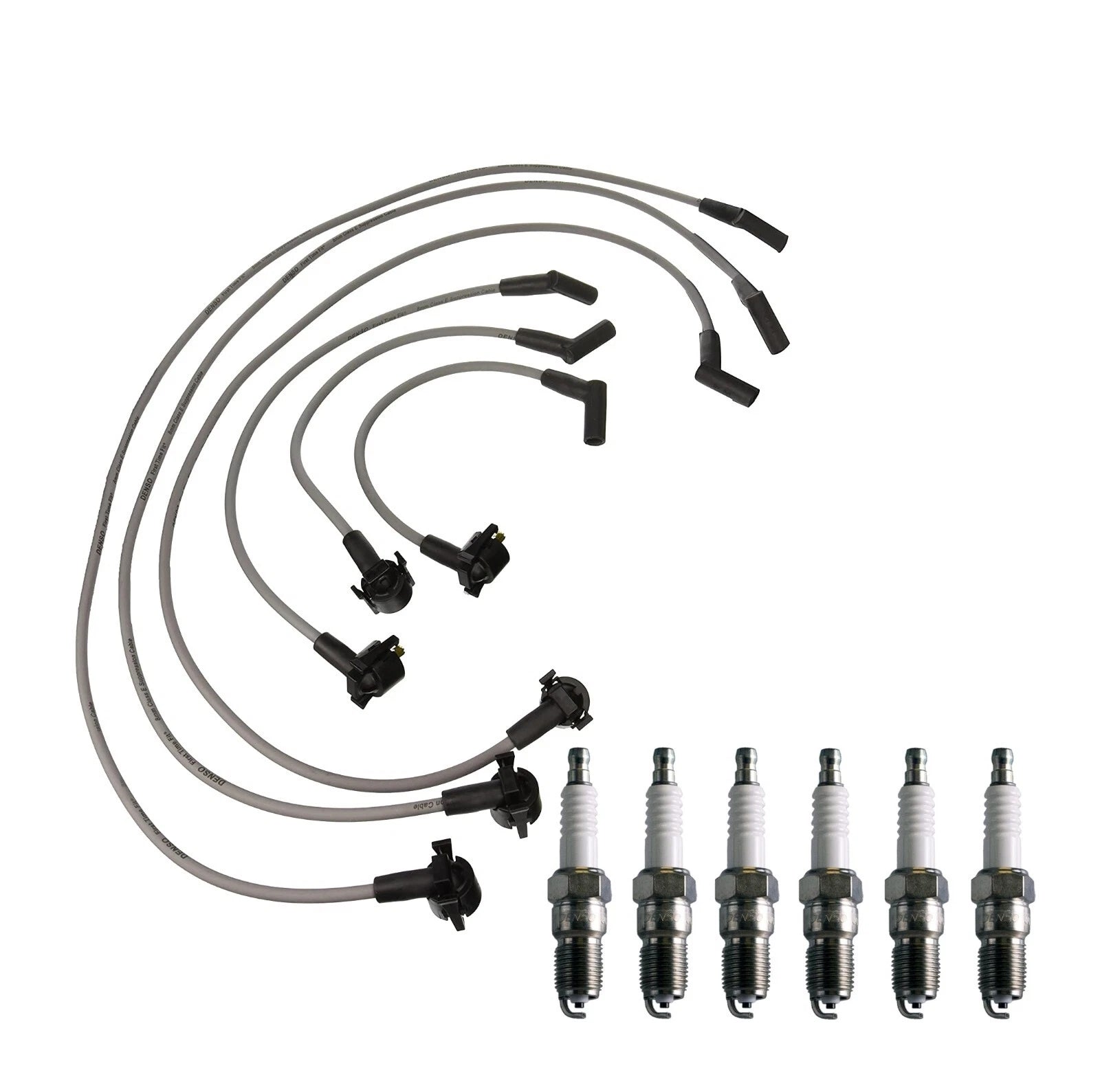 Denso 8mm Wire Set & 6 U-Groove Spark Plugs Kit for Ford Mustang (1994–2004)