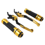 Gold Extendable Brake Clutch Levers & Handlebar Grips for Kawasaki ZX1400 (2006-2023)