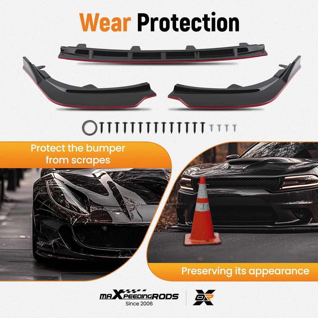 Front Bumper Accent Lip for Toyota Camry SE XSE (2021–2024) Black Red Sport