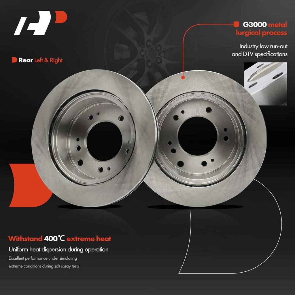 Rear Disc Brake Rotors & Ceramic Pads for Kia Sorento (2007–2009)
