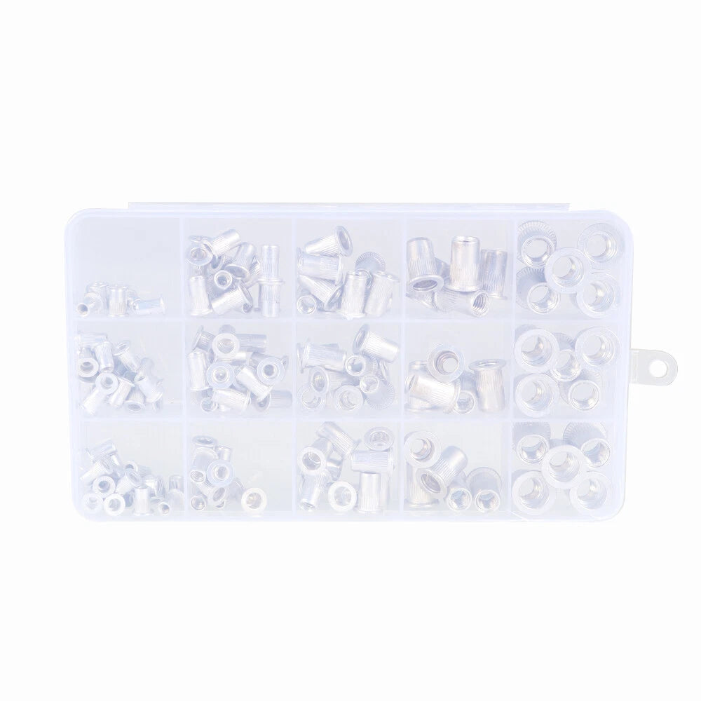 150-Piece Aluminum Rivet Nut Kit for Metric Applications (M3–M8)