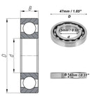 Deep Groove Ball Bearing 25x47x8mm for Scooter Skateboard (1 Pc)
