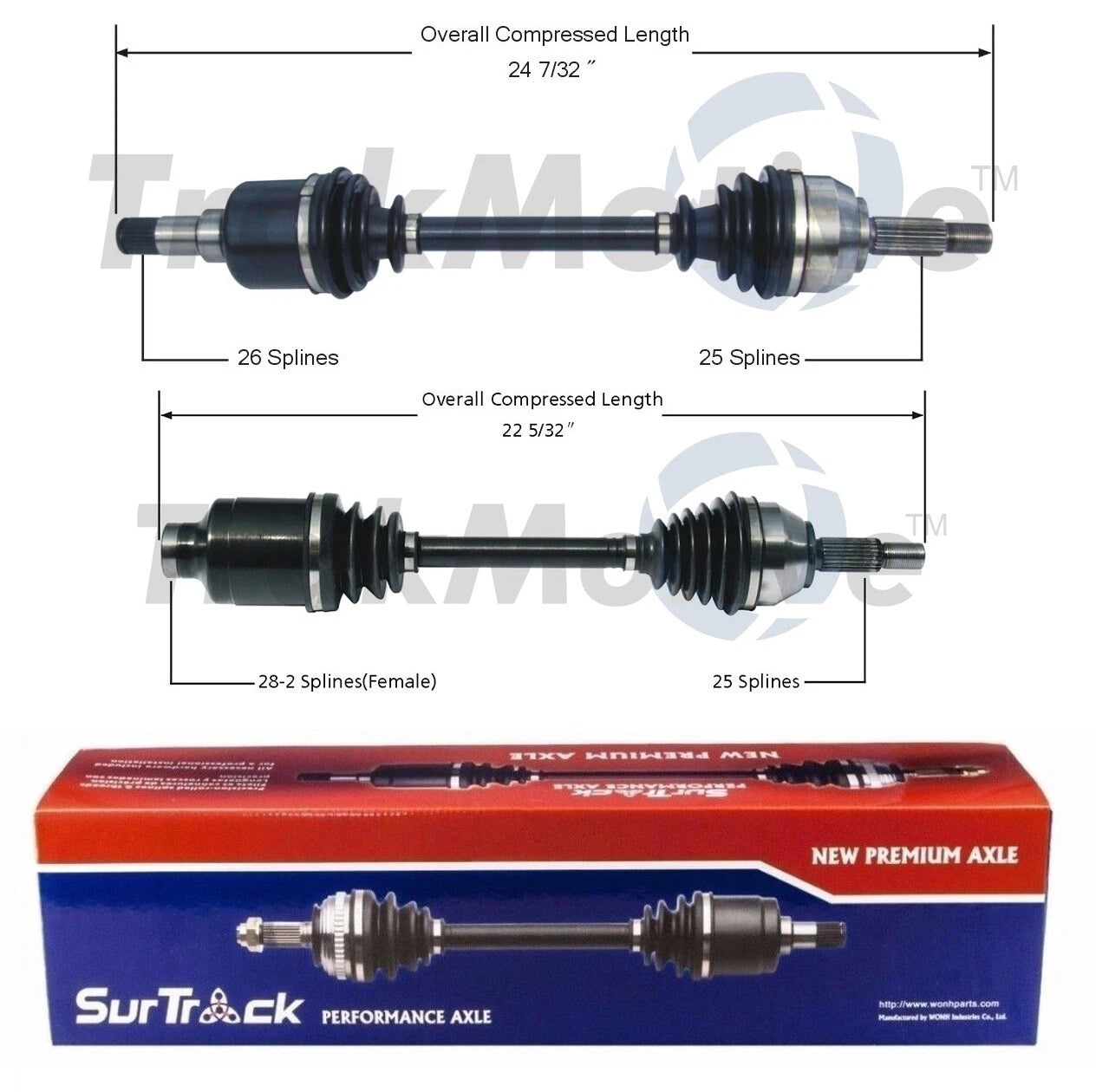 2X Front CV Axle Shafts for Ford Focus (2006–2011) MTX75