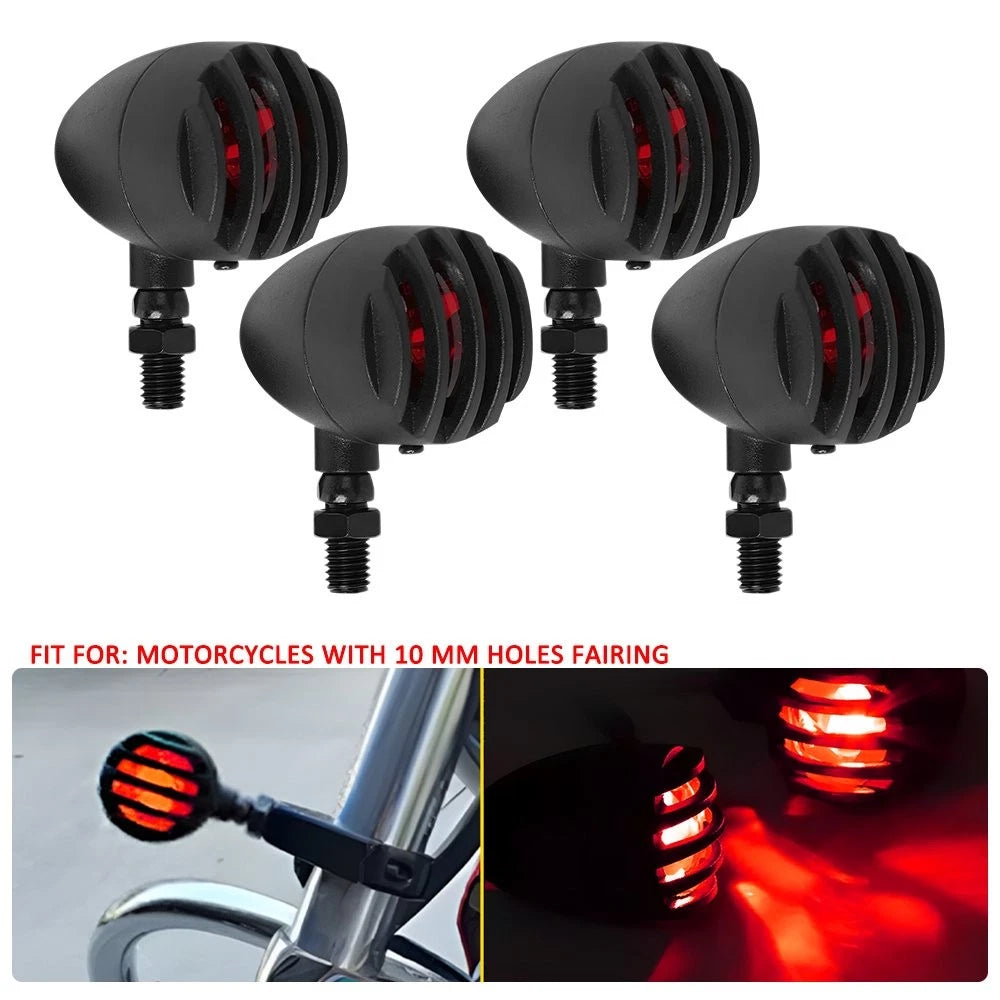 4X Turn Signal Lights for Kawasaki Vulcan VN 1500 1600 1700 2000 (2000–2010) Red