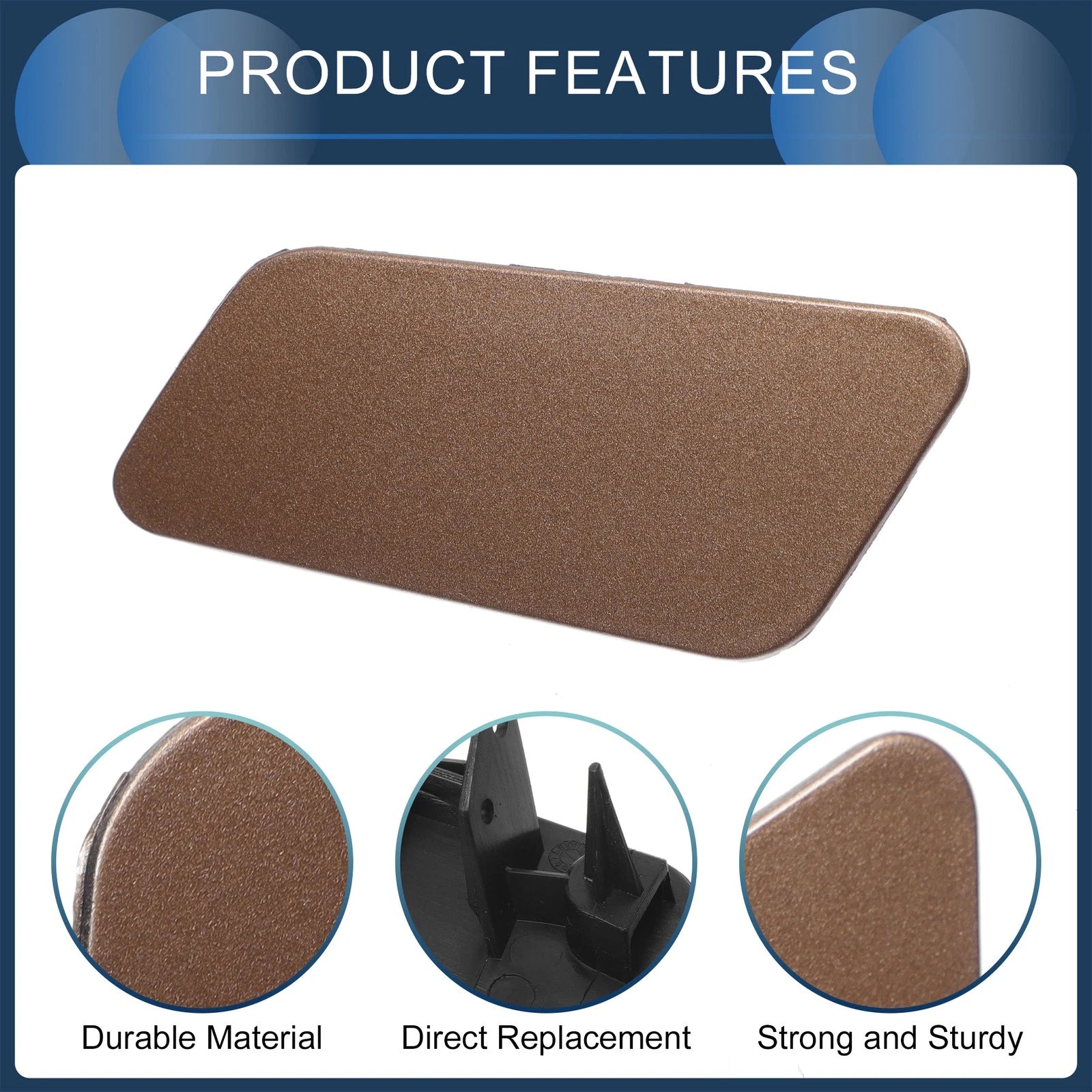 Front Left Washer Nozzle Cover Cap for Volkswagen Touareg (2011–2014) 7P6 955 978 B Brown