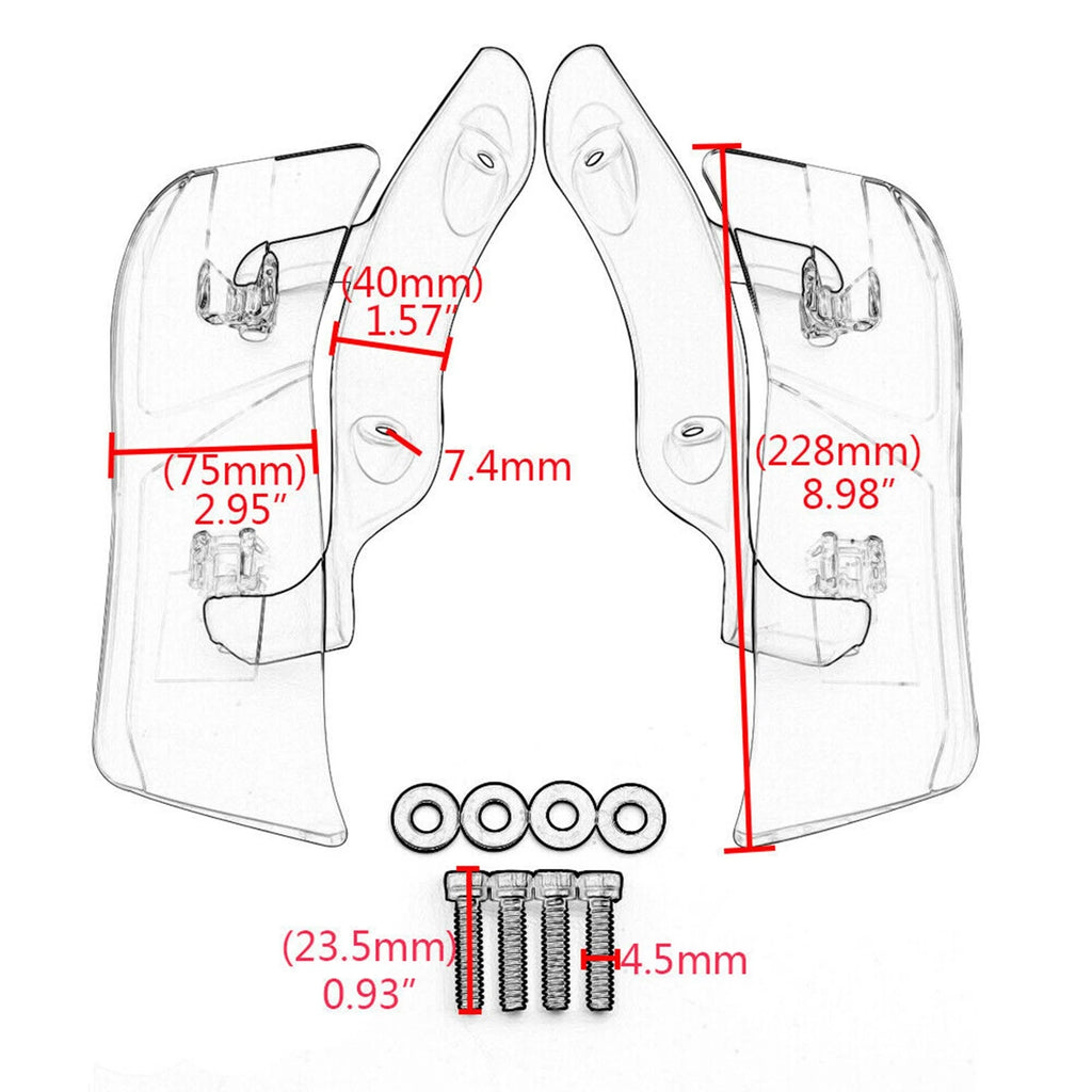 Adjustable Upper Fairing Side Wind Deflector for Harley Road Glide (2015–2020) Black