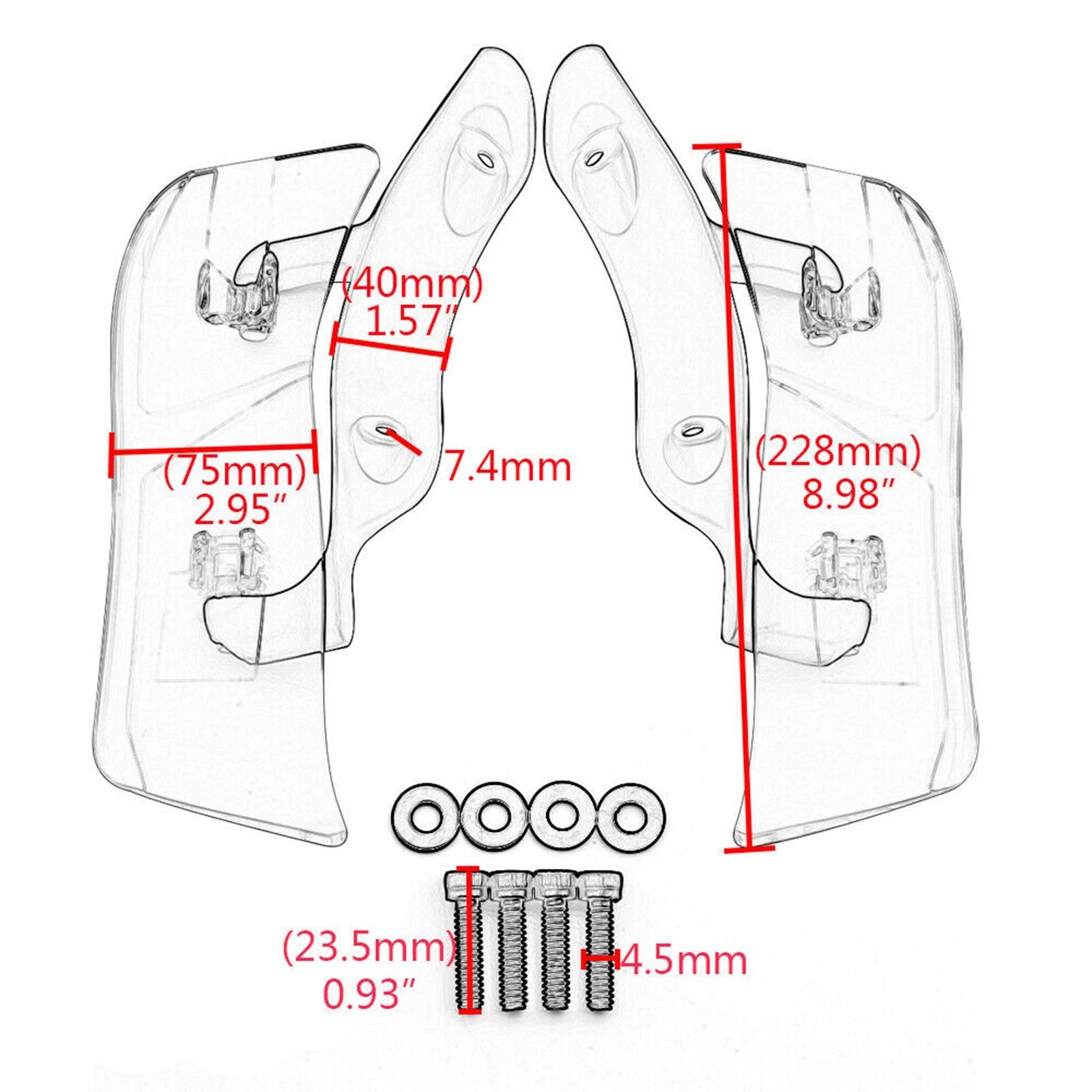 Adjustable Upper Fairing Side Wind Deflector for Harley Road Glide (2015–2020) Black