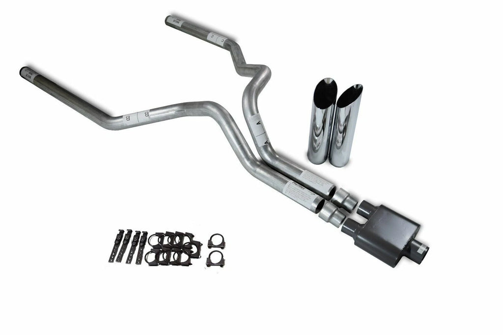 3" Dual Exhaust Kit for Ford F150 (2021–2025) 1 Chamber Muffler Slash Tips